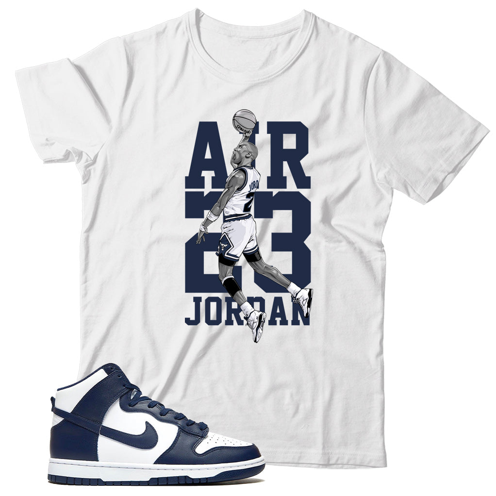 Dunk High Midnight Navy shirt