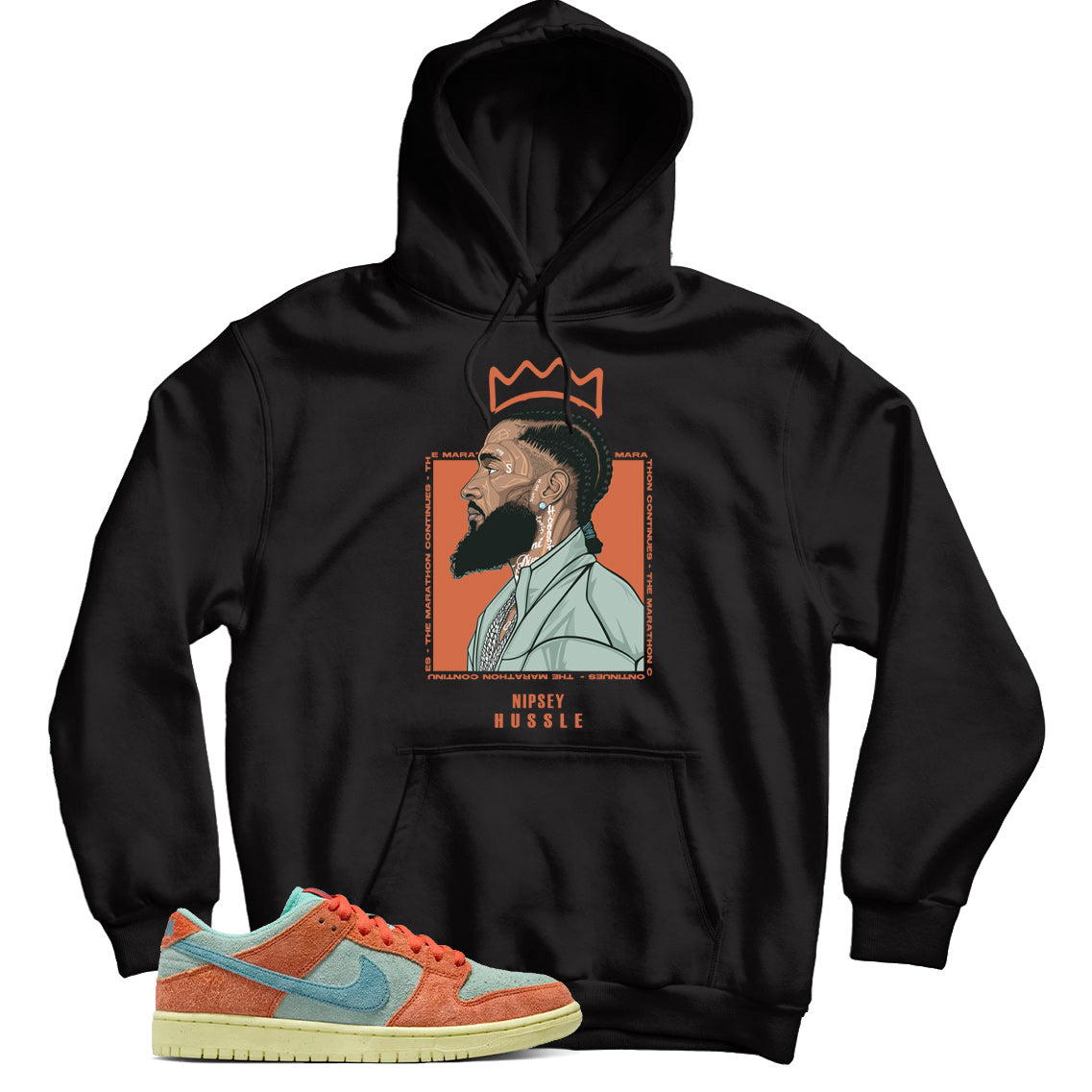 Dunk Low Orange Emerald Rise hoodie