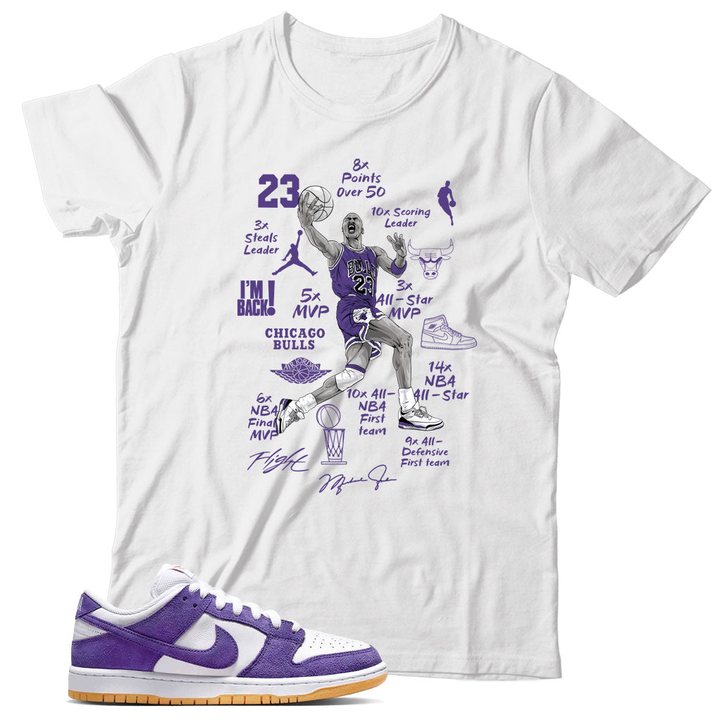 Dunk Low Court Purple gum shirt