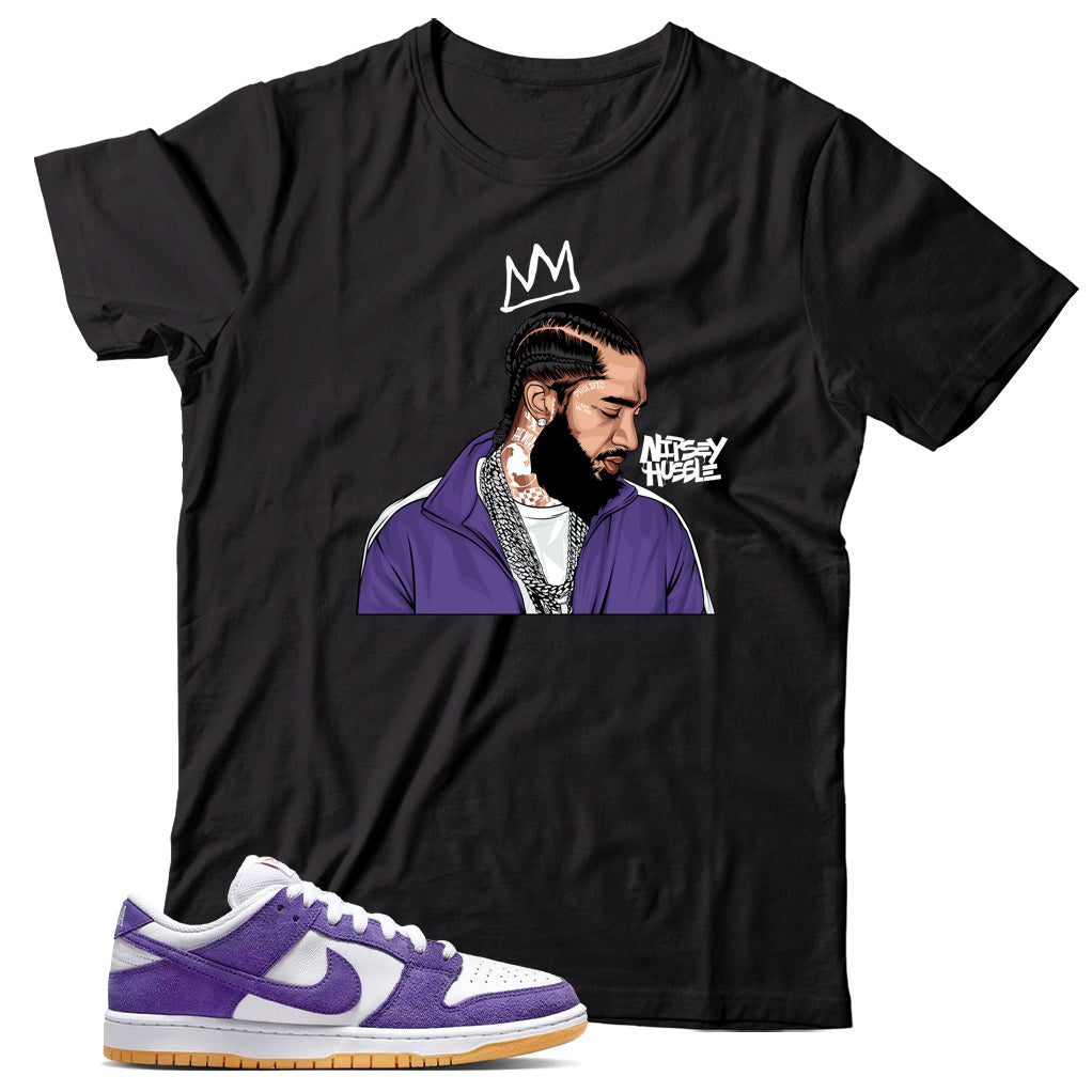 Dunk Low Court Purple gum shirt