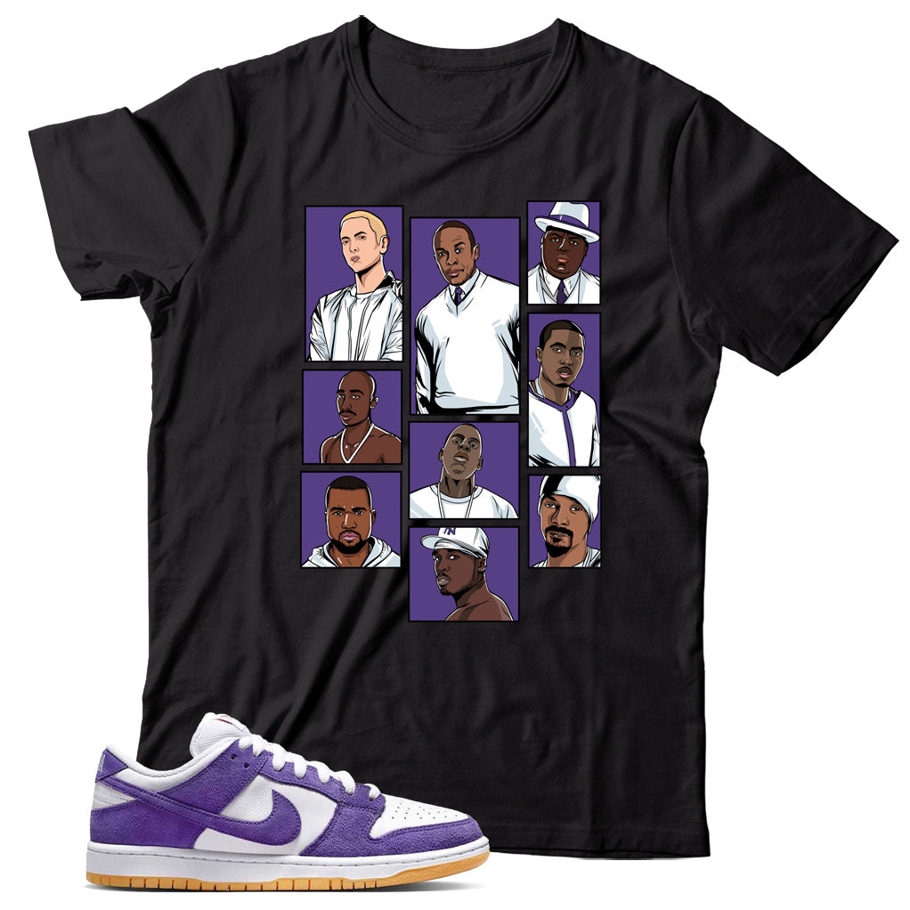 Dunk Low Court Purple gum shirt