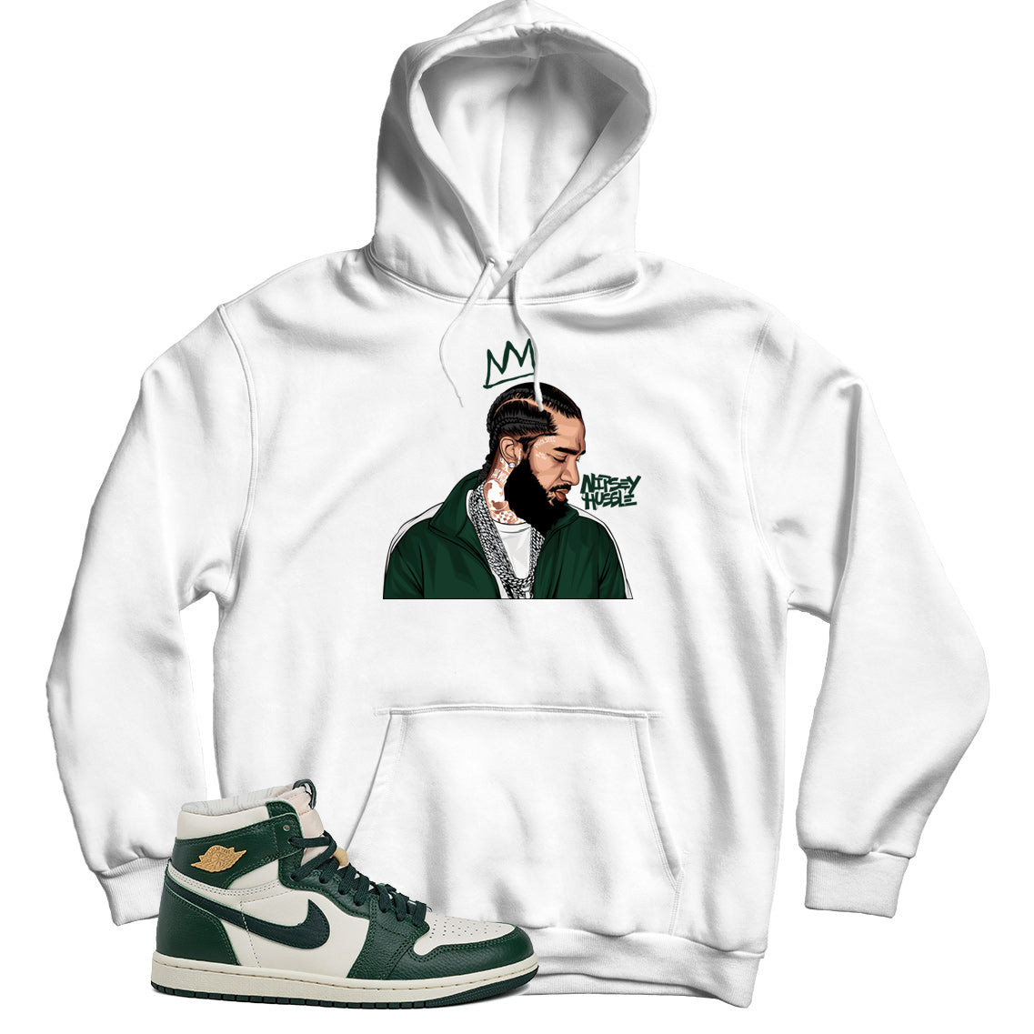 Nipsey Hoodie Match Jordan 1 Fir Pro Green
