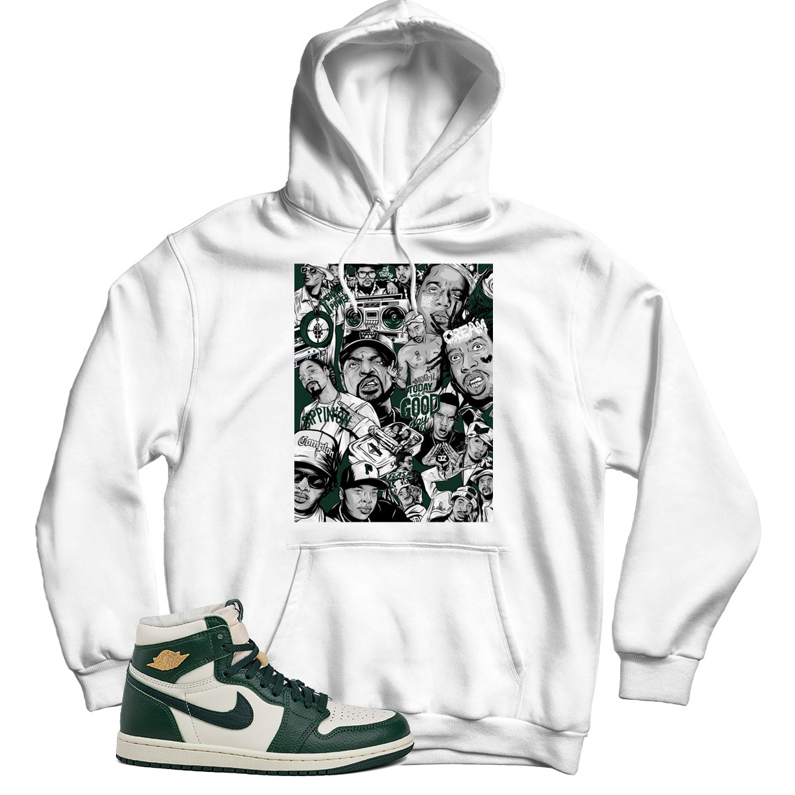 Rap(2) Hoodie Match Jordan 1 Fir Pro Green