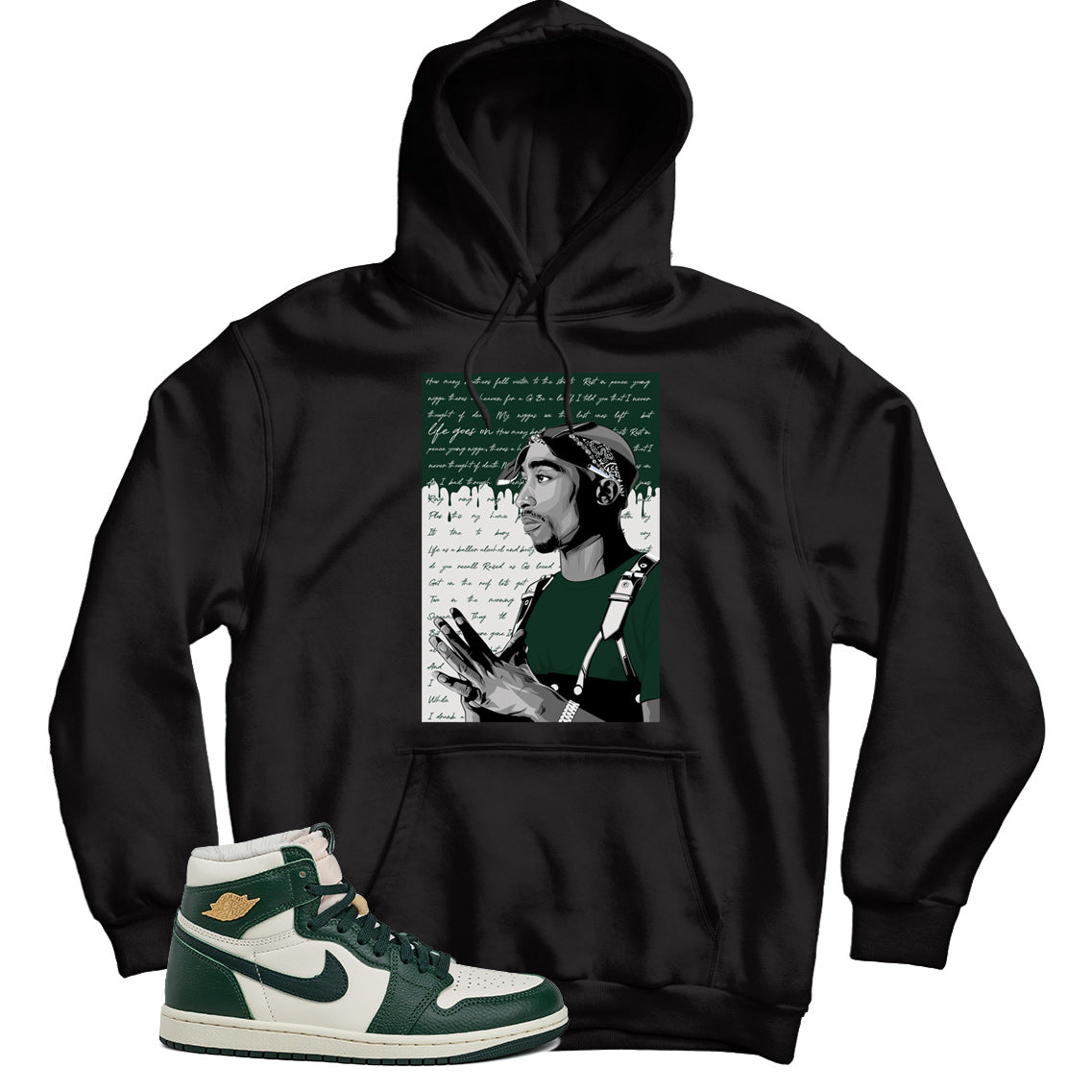 2P(2) Hoodie Match Jordan 1 Fir Pro Green