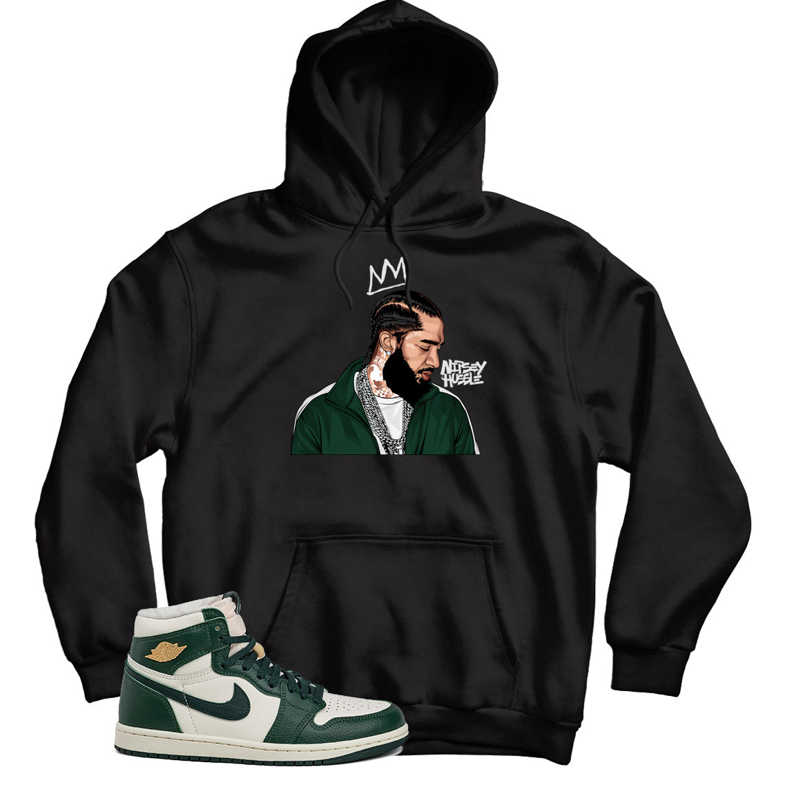 Nipsey Hoodie Match Jordan 1 Fir Pro Green