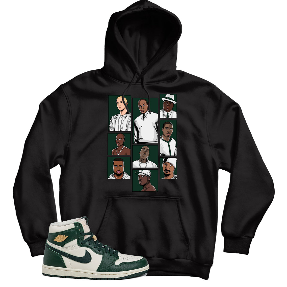Rap Hoodie Match Jordan 1 Fir Pro Green