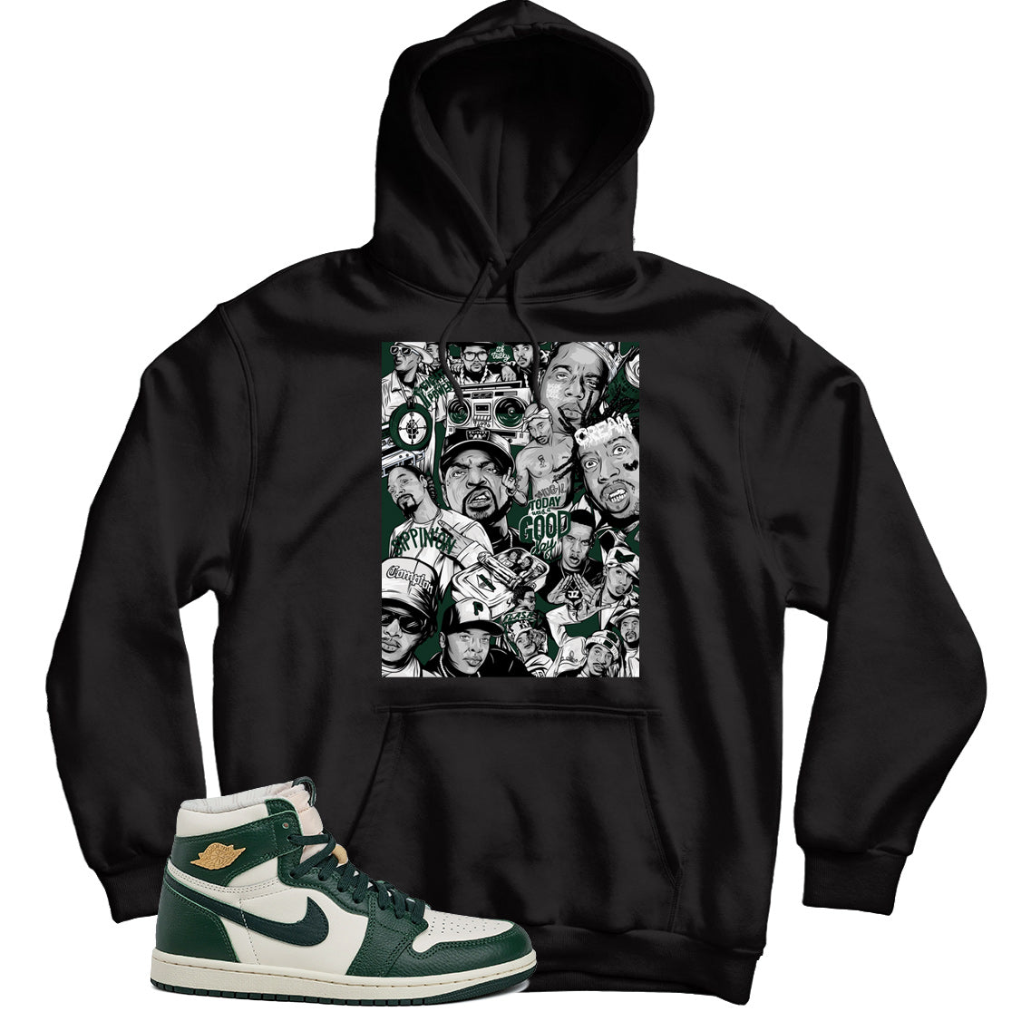 Rap(2) Hoodie Match Jordan 1 Fir Pro Green