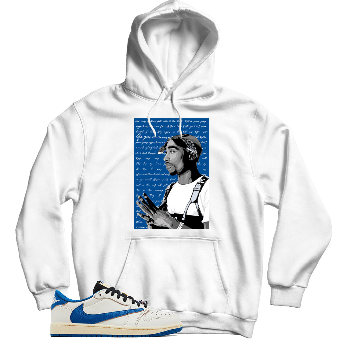 Jordan 1 Low Fragment Travis Scott Sail Military Blue hoodie