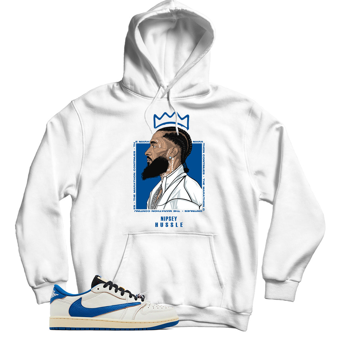 Jordan 1 Low Fragment Travis Scott Sail Military Blue hoodie