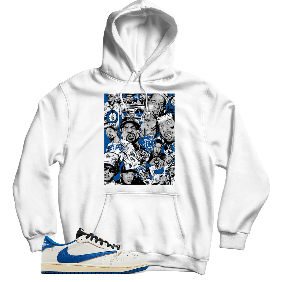 Jordan 1 Low Fragment Travis Scott Sail Military Blue hoodie