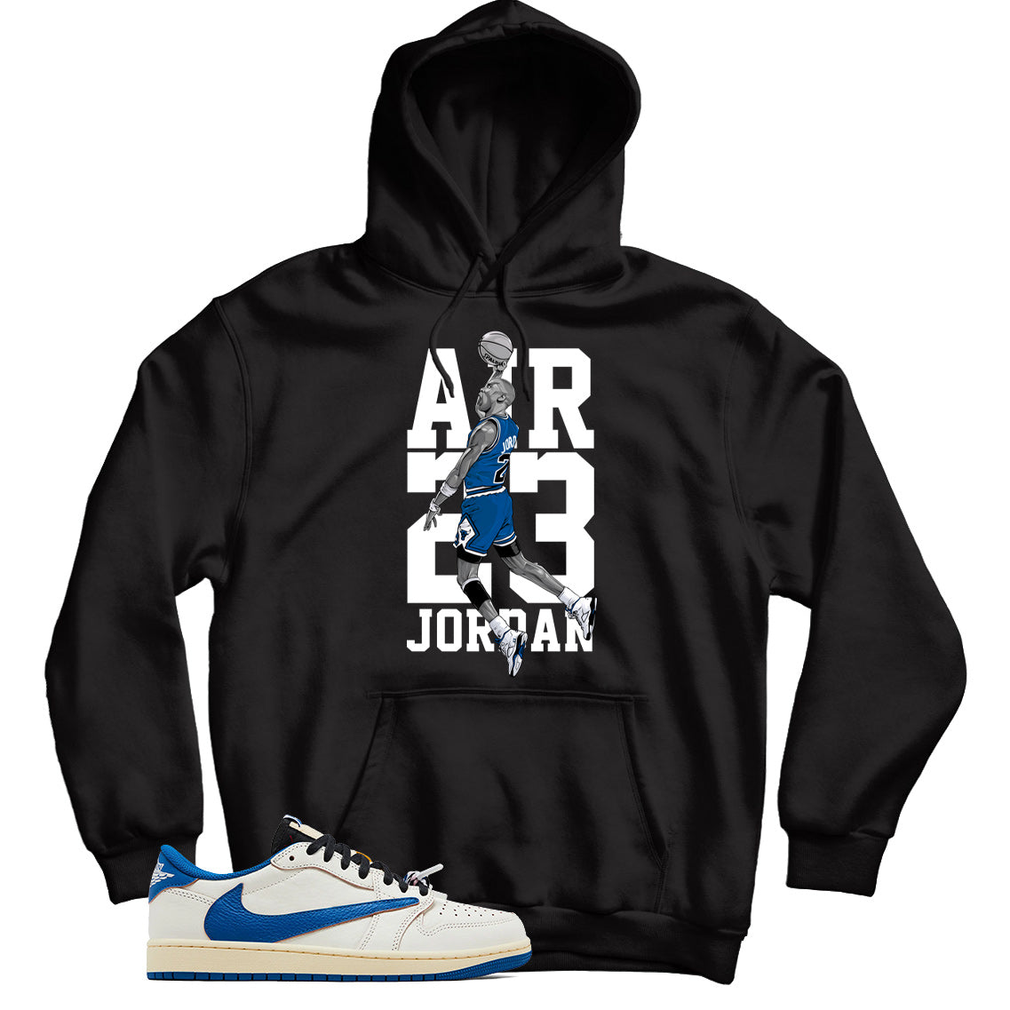 Jordan 1 Low Fragment Travis Scott Sail Military Blue hoodie