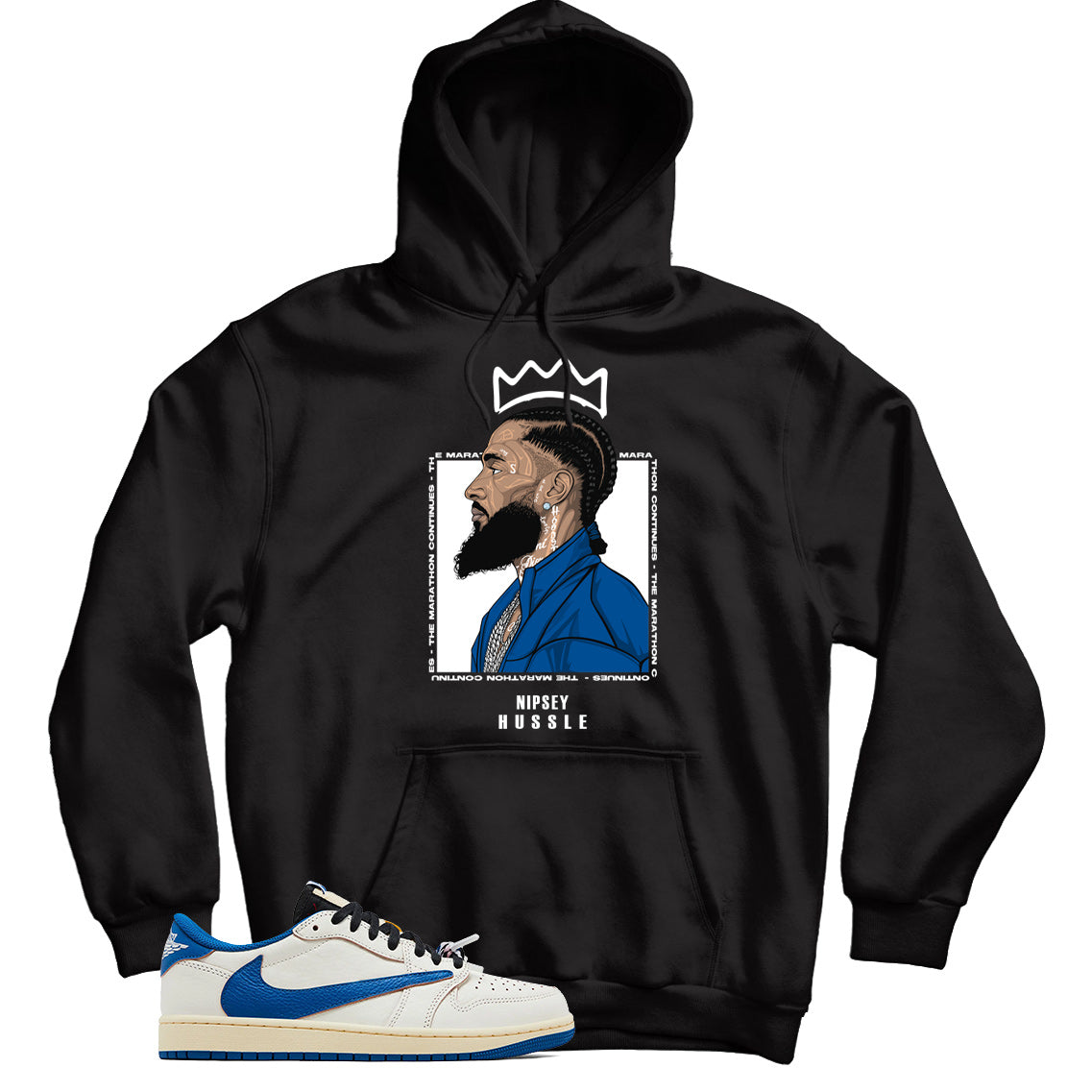 Jordan 1 Low Fragment Travis Scott Sail Military Blue hoodie