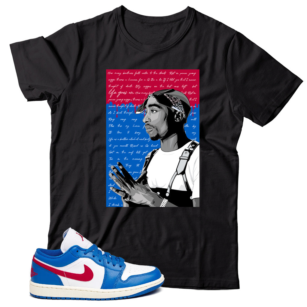 Jordan 1 Low Sport Blue Gym Red Match T-Shirt