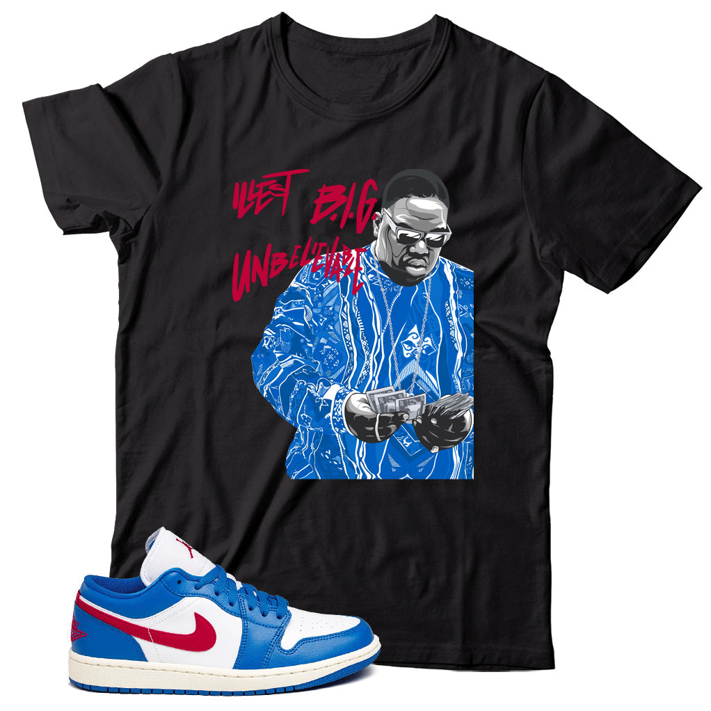 Jordan 1 Low Sport Blue Gym Red Match T-Shirt