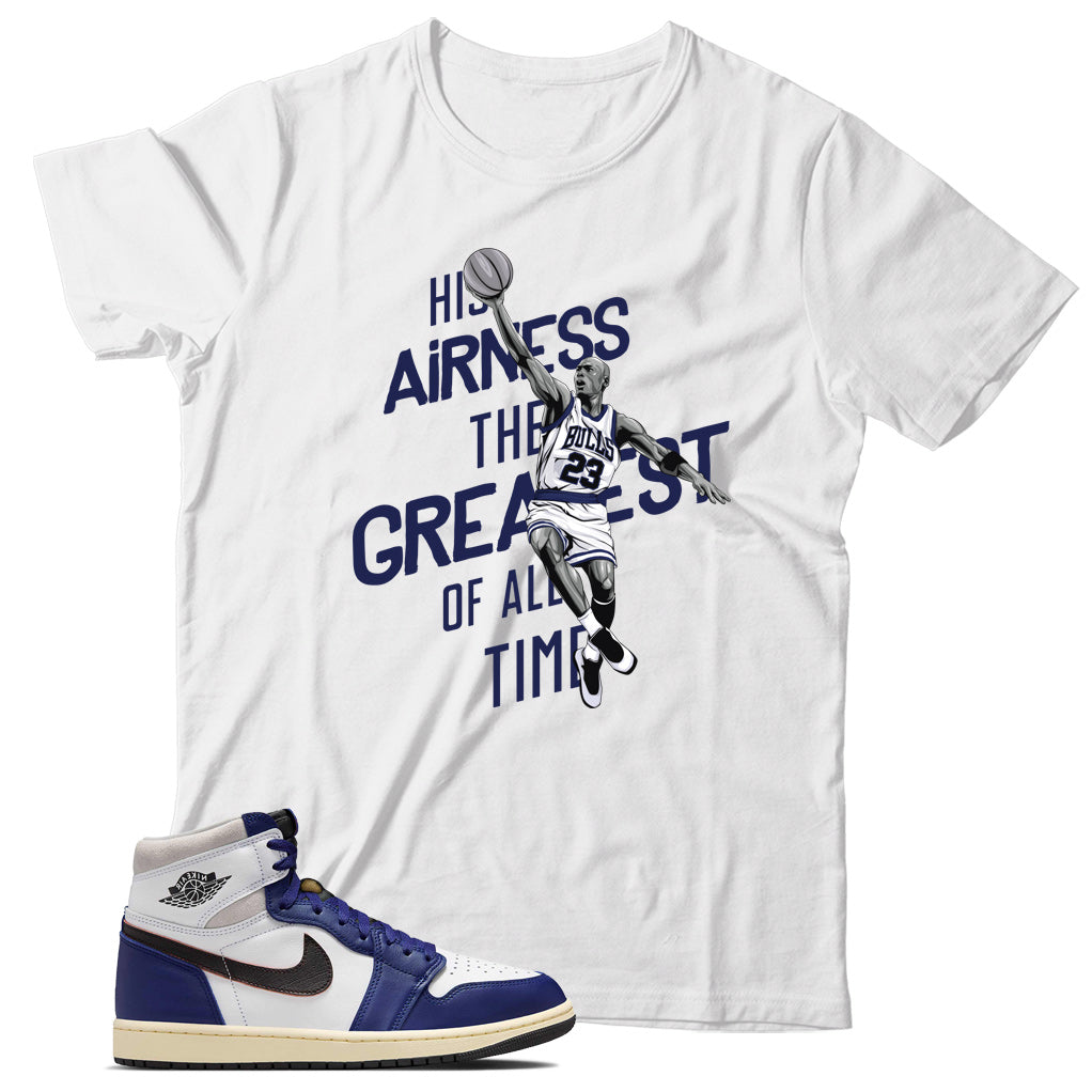 Jordan 1 Rare Air Deep Royal Blue shirt