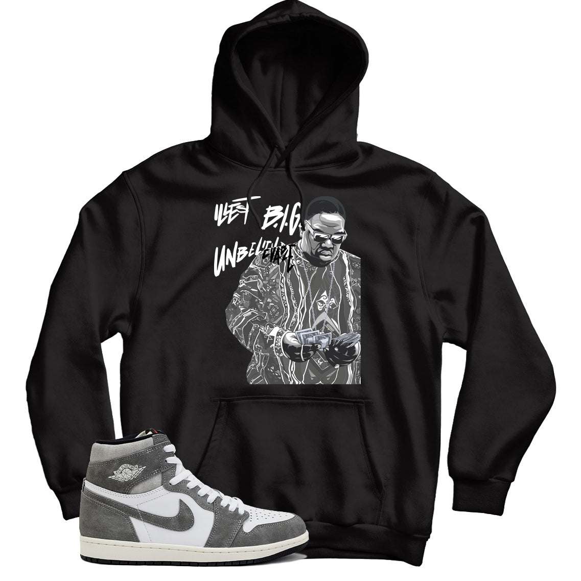 Jordan 1 Washed Black hoodie