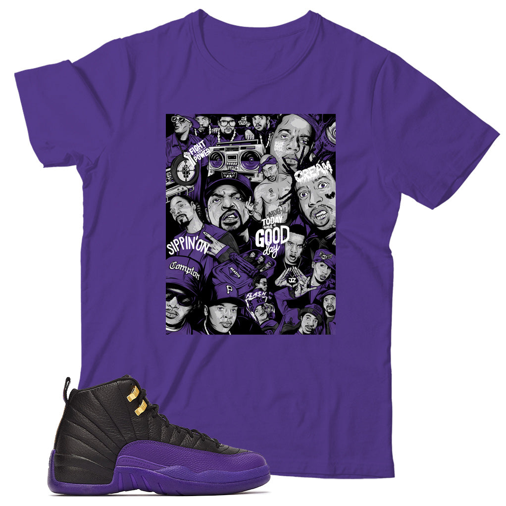 Jordan 12 Field Purple shirt