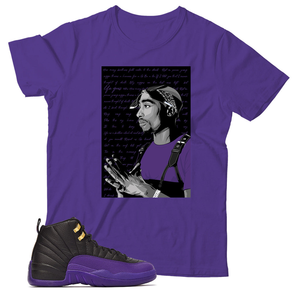 Jordan 12 Field Purple shirt