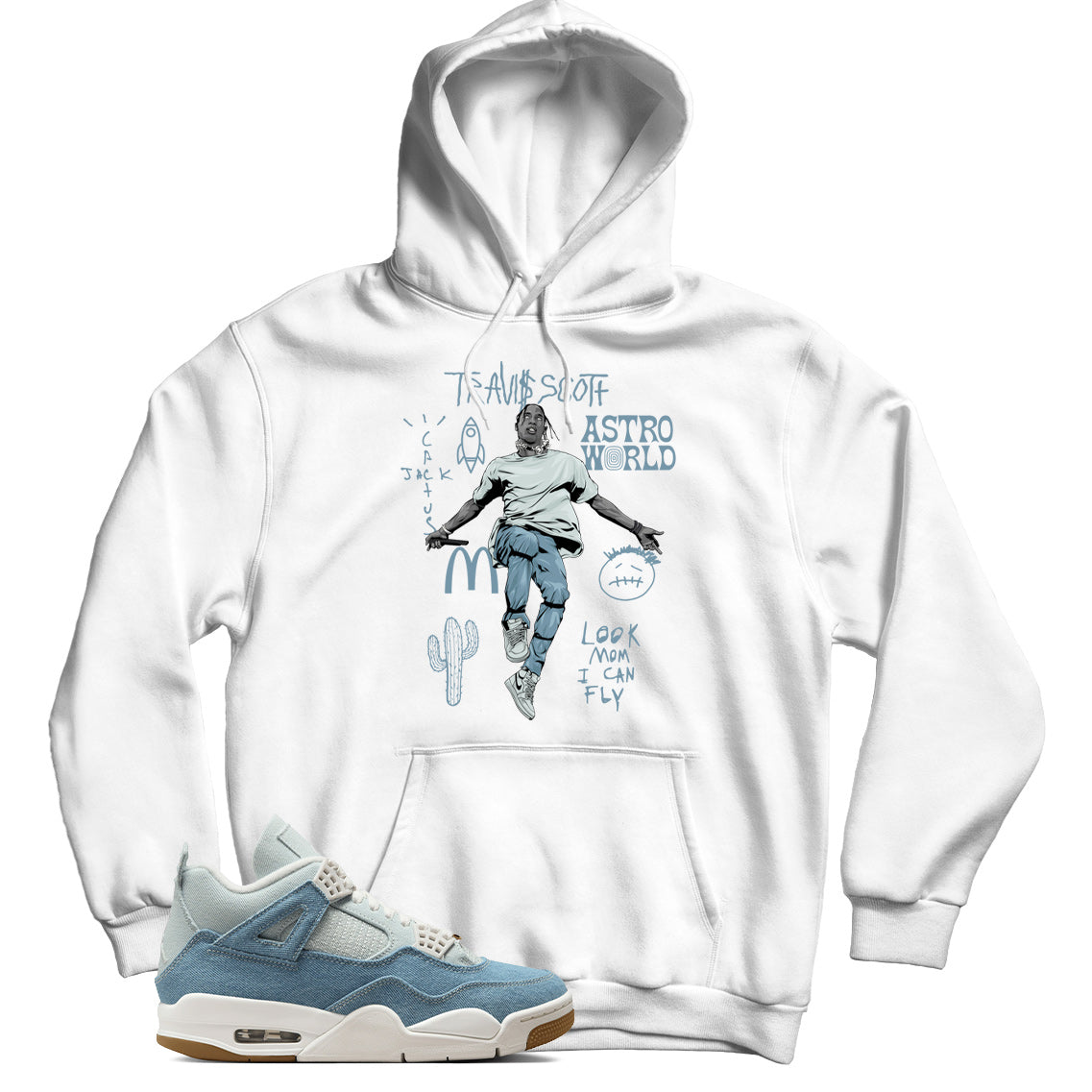 Hoodie Match Jordan 4 Denim Worn Blue