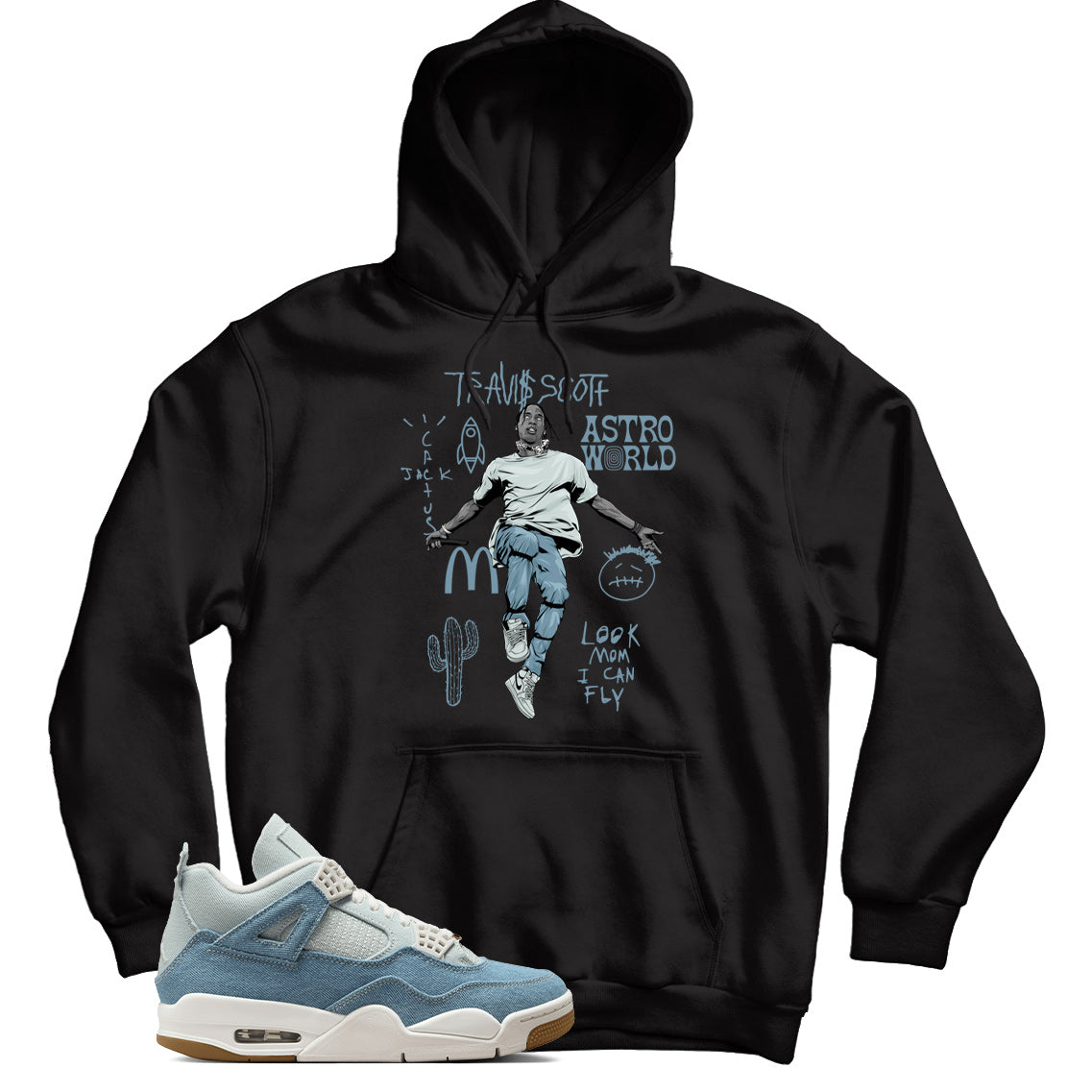 Hoodie Match Jordan 4 Denim Worn Blue