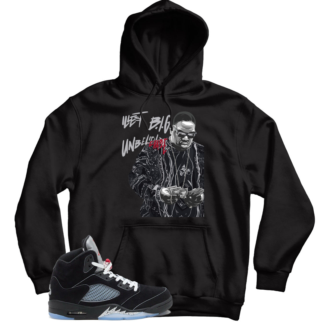 Jordan 5 Black Metallic Reimagined hoodie