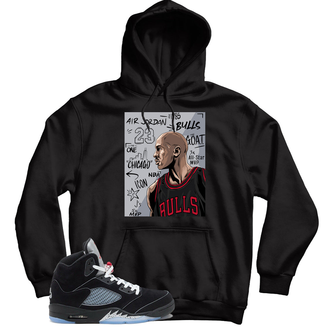 Jordan 5 Black Metallic Reimagined hoodie
