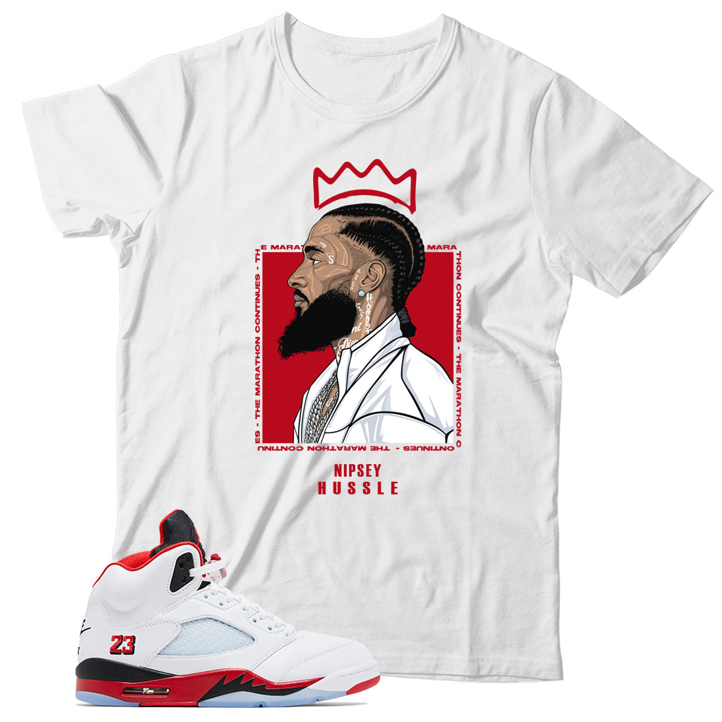 Jordan 5 Fire Red Black Tongue Shirt