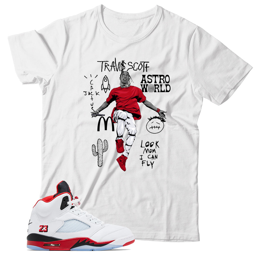 Shirt Match Jordan 5 Fire Red Black Tongue
