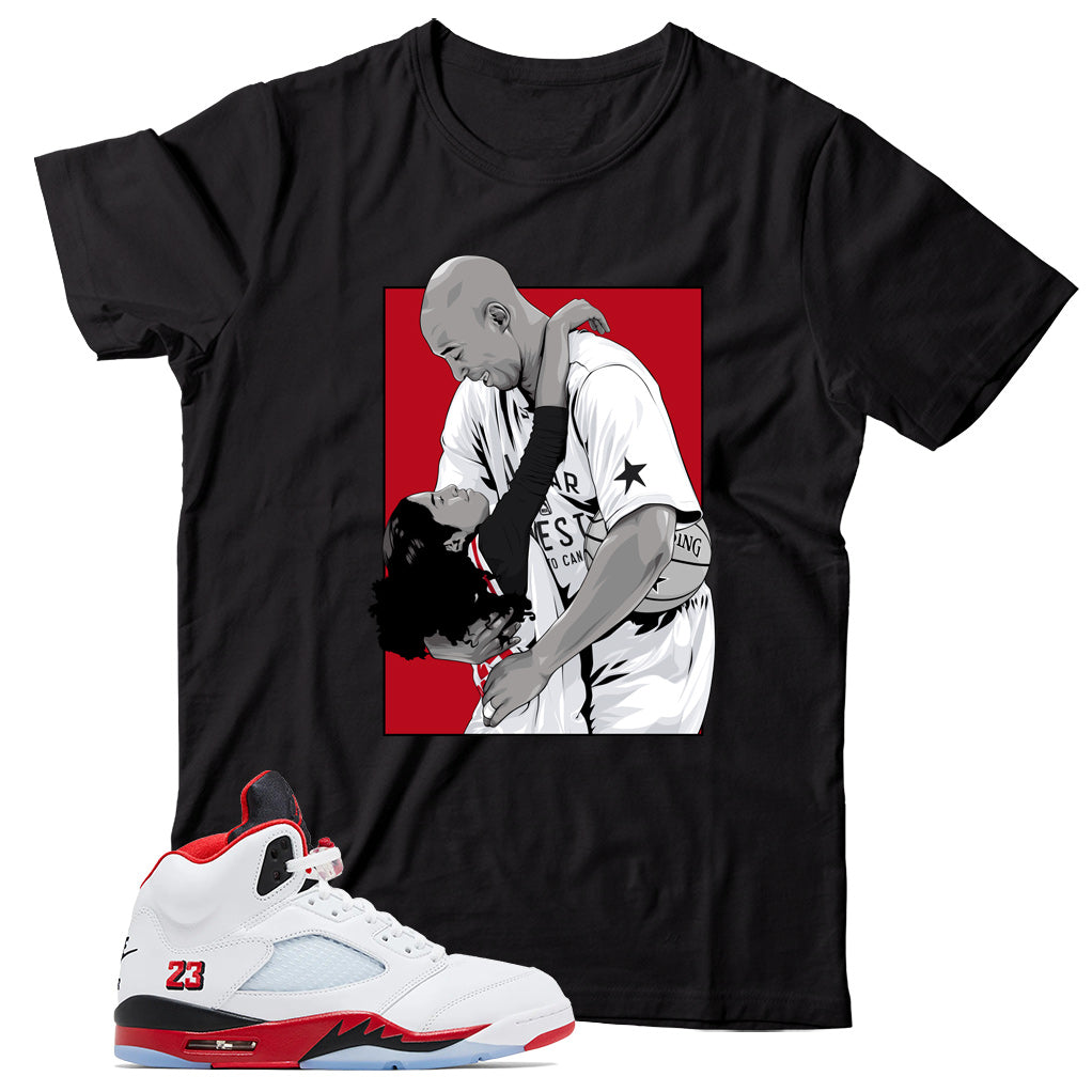 Shirt Match Jordan 5 Fire Red Black Tongue
