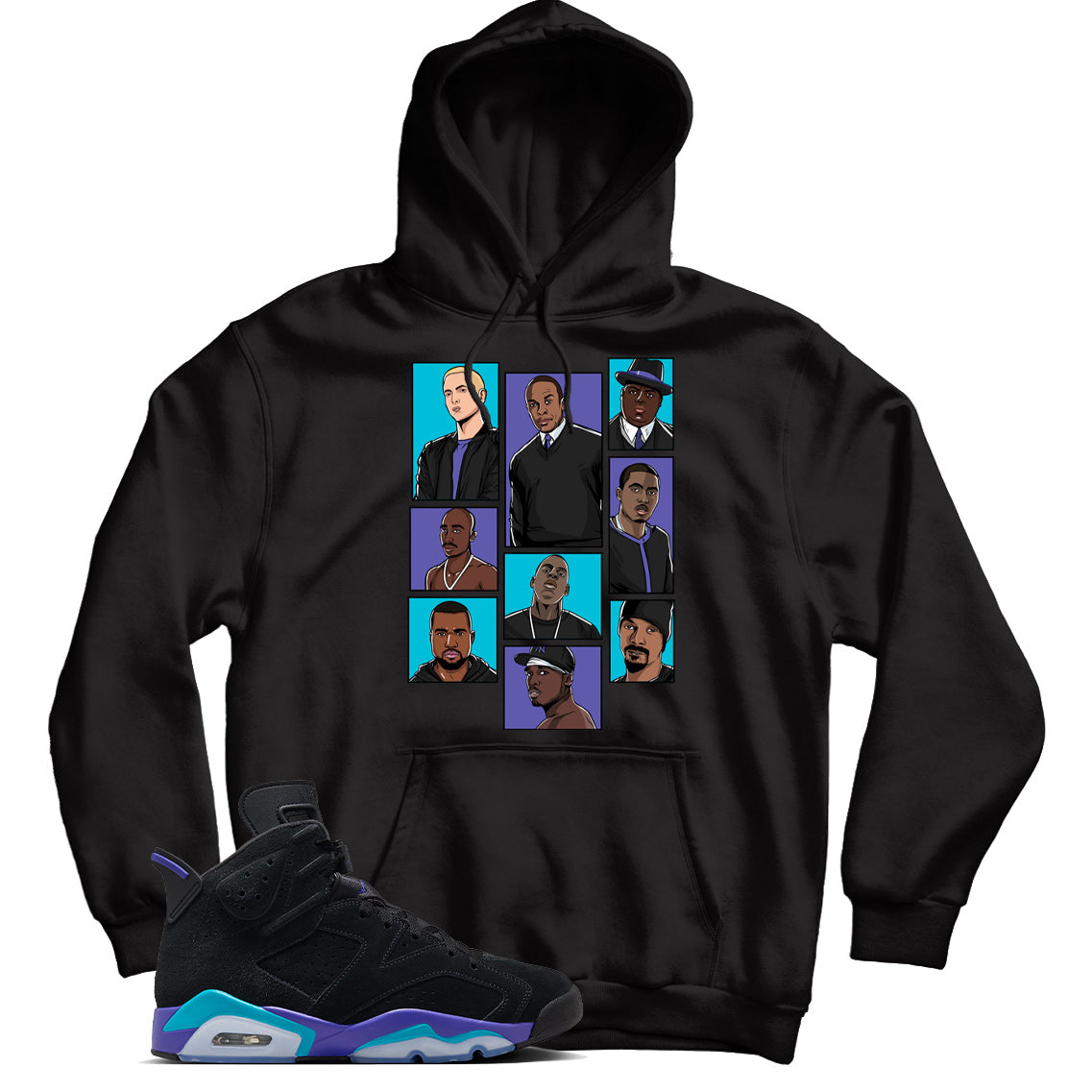 Rap Hoodie Match Jordan 6 Aqua Shirt Match Kicks