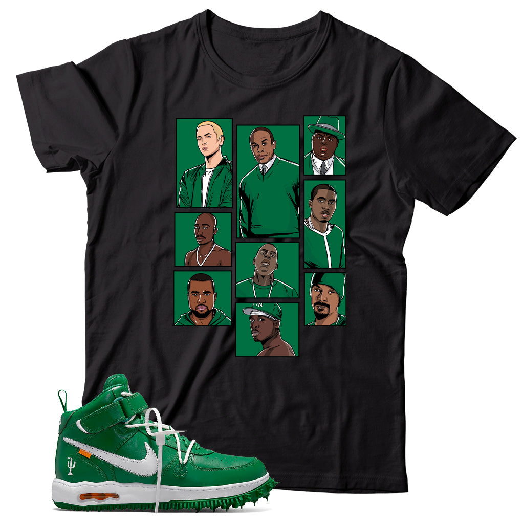 Off-White x Nike Air Force 1 Mid Pine Green Sneaker T-Shirt - Binteez