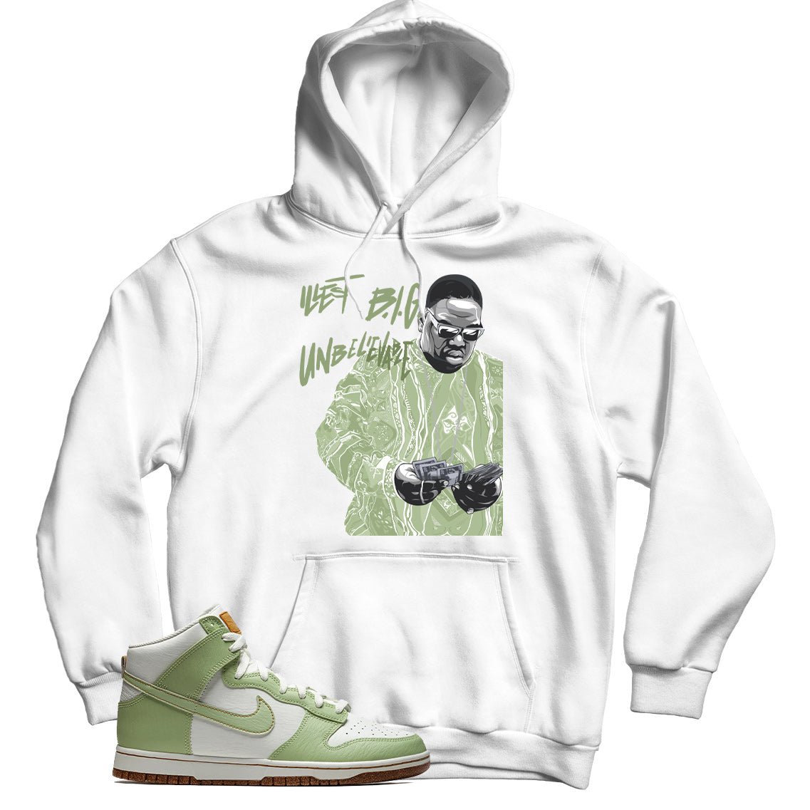 Dunk High Inspected By Swoosh Honeydew hoodie