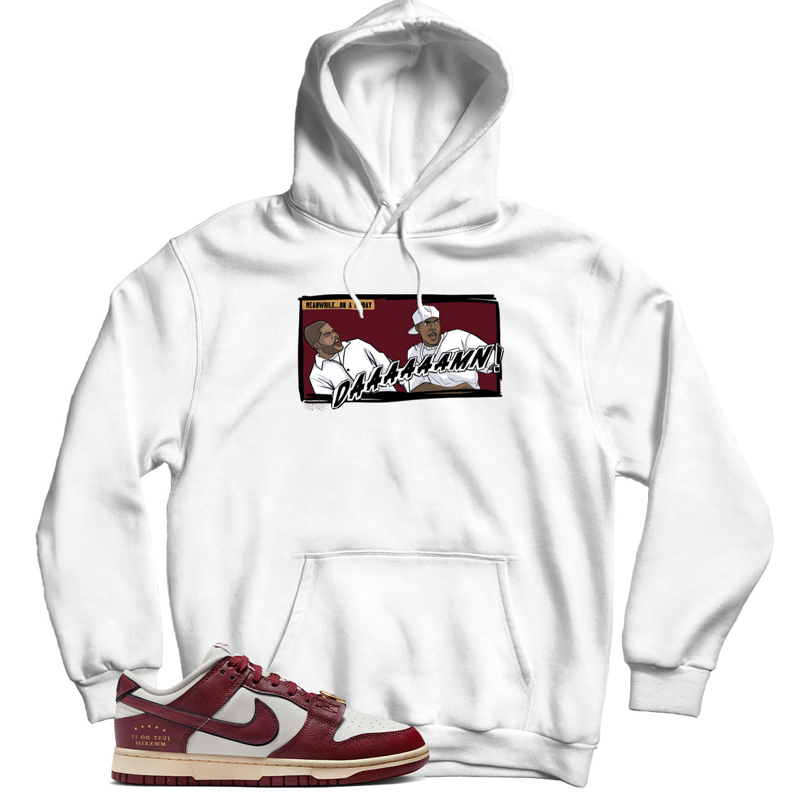 Nike Dunk Low Just Do It Sail Team Red hoodie