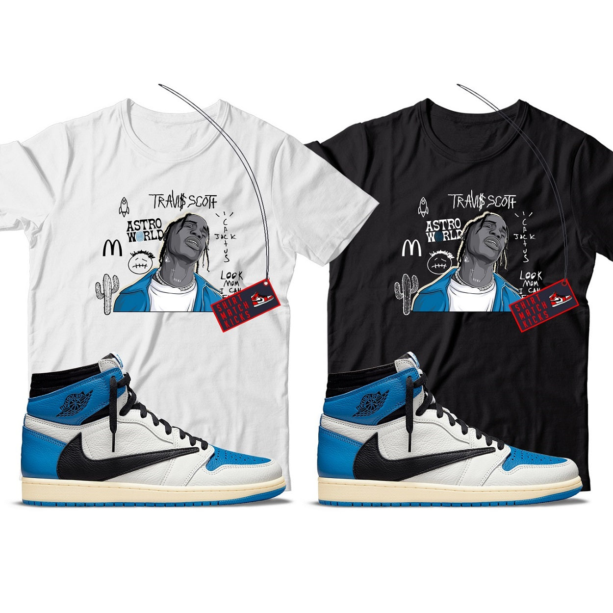 T-Shirt Match Jordan 1 Fragment x Travis Scott
