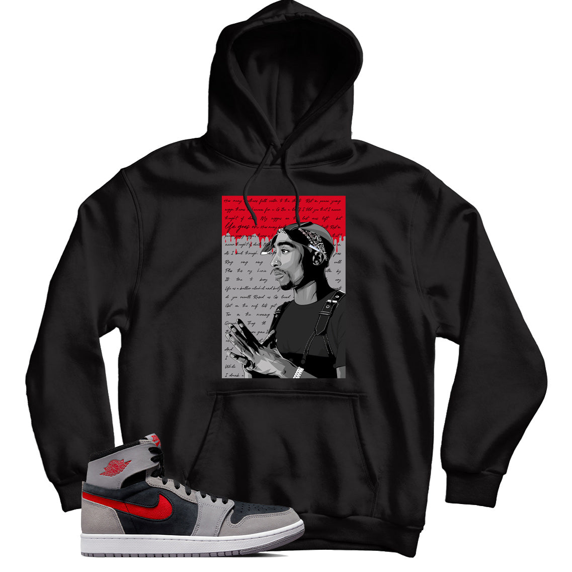 Jordan 1 Black Fire Red Cement hoodie