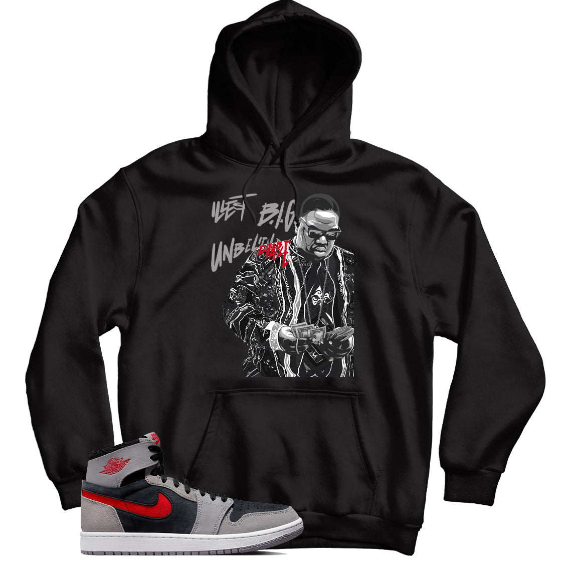 Jordan 1 Black Fire Red Cement hoodie