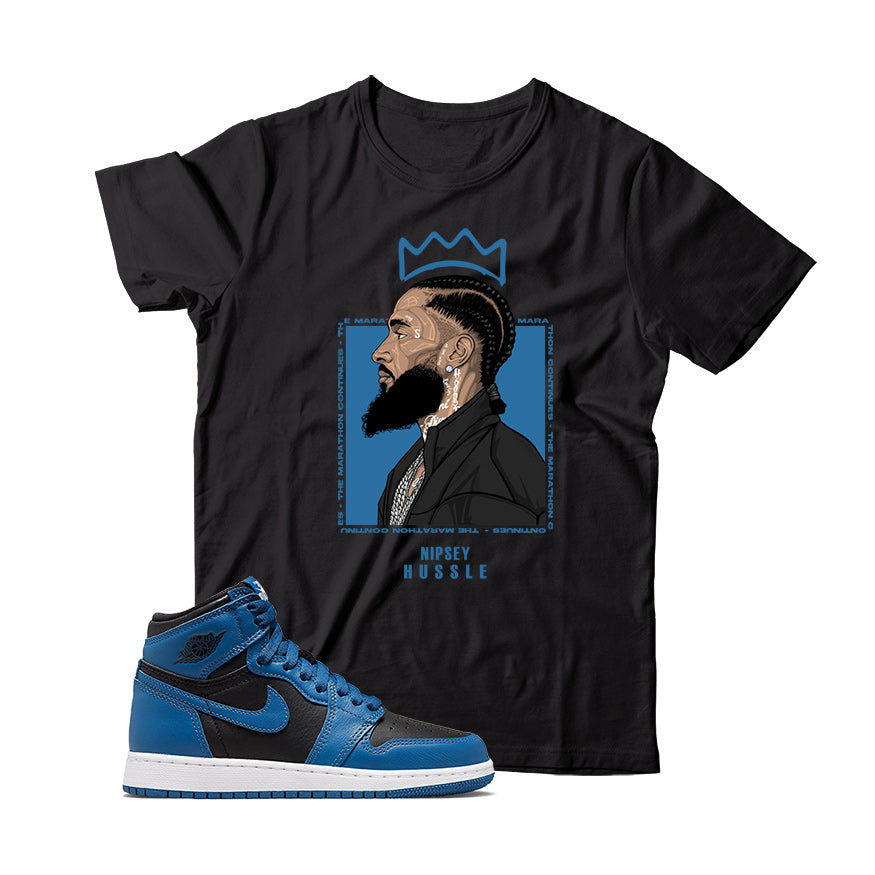 Jordan 1 Dark Marina Blue shirt