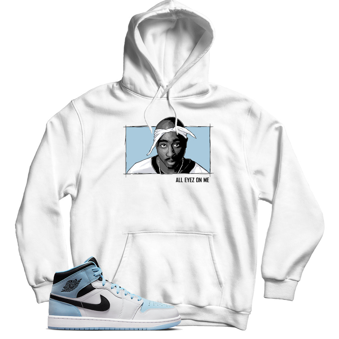 Air Jordan 1 Mid SE Ice Blue match Hoodie