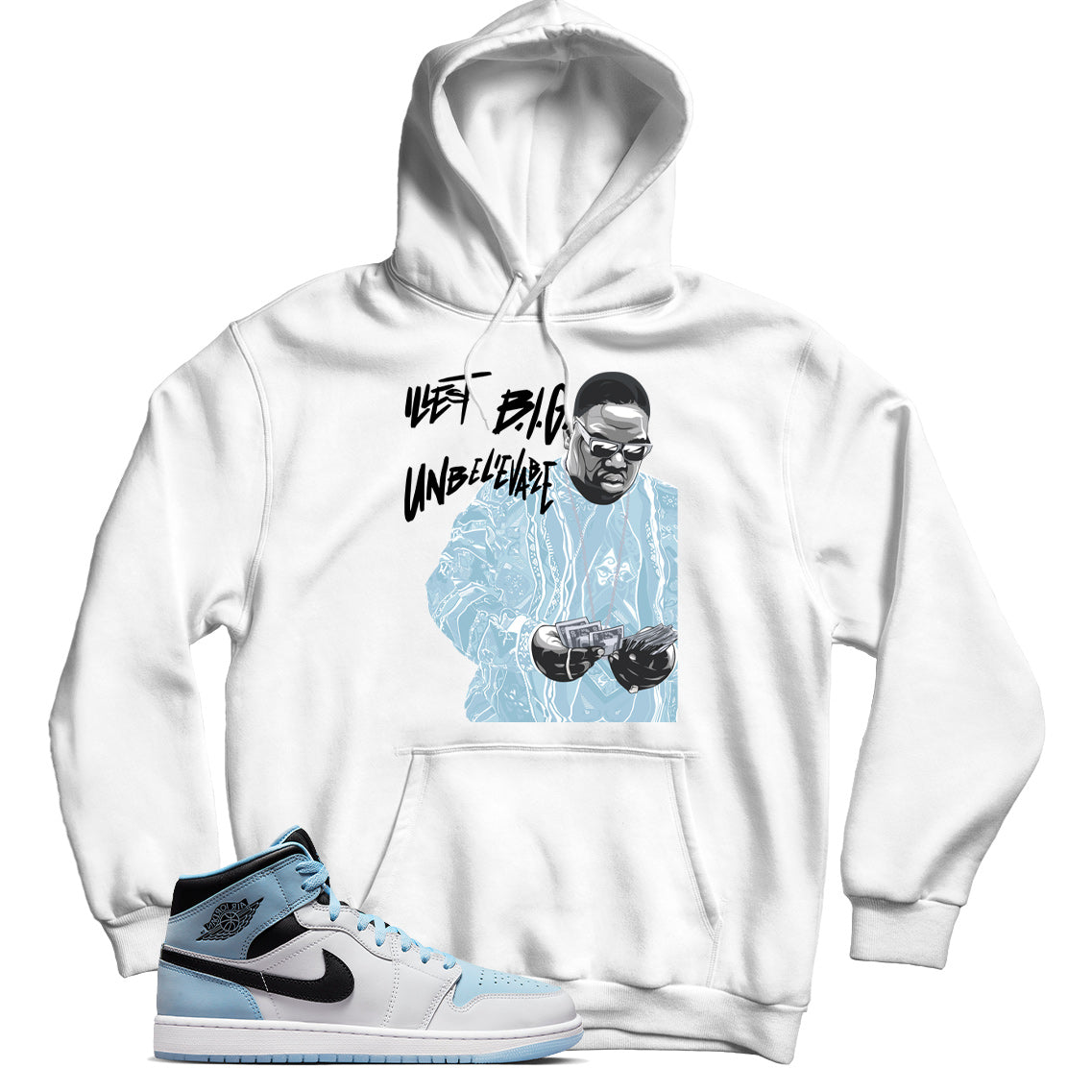 Jordan 1 Mid SE Ice Blue hoodie