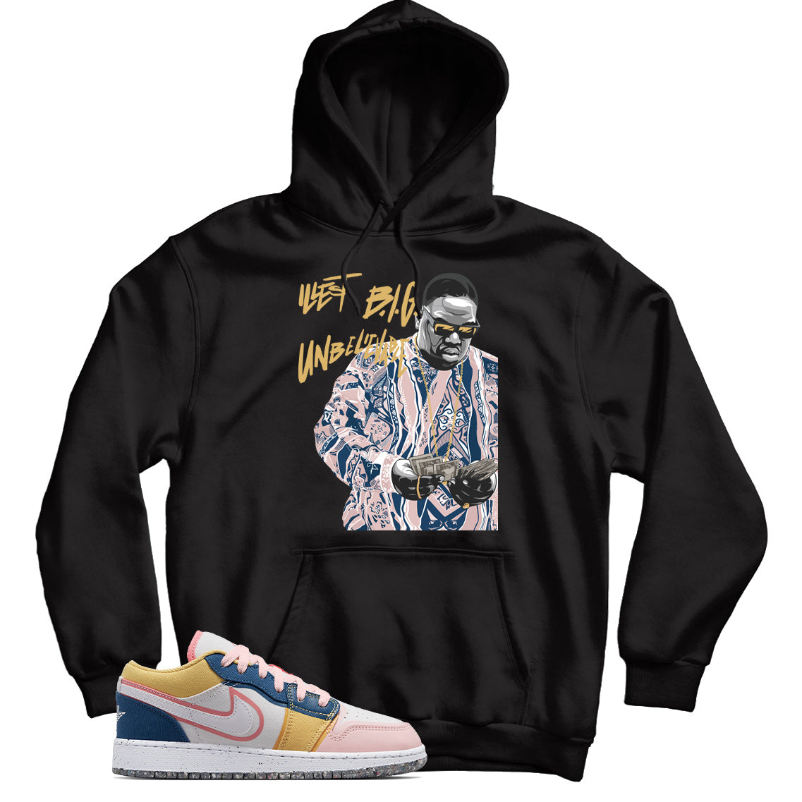 Hoodie Match Jordan 1 Low Multi-Color Canvas