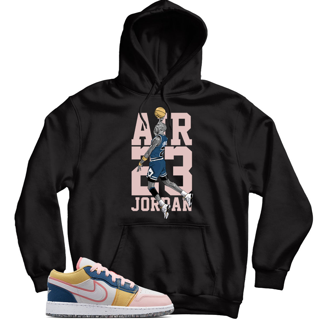 Hoodie Match Jordan 1 Low Multi-Color Canvas