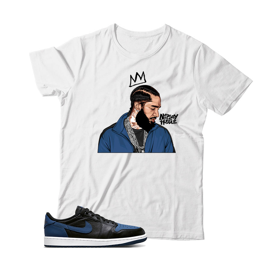 Jordan 1 Low Mystic Navy shirt