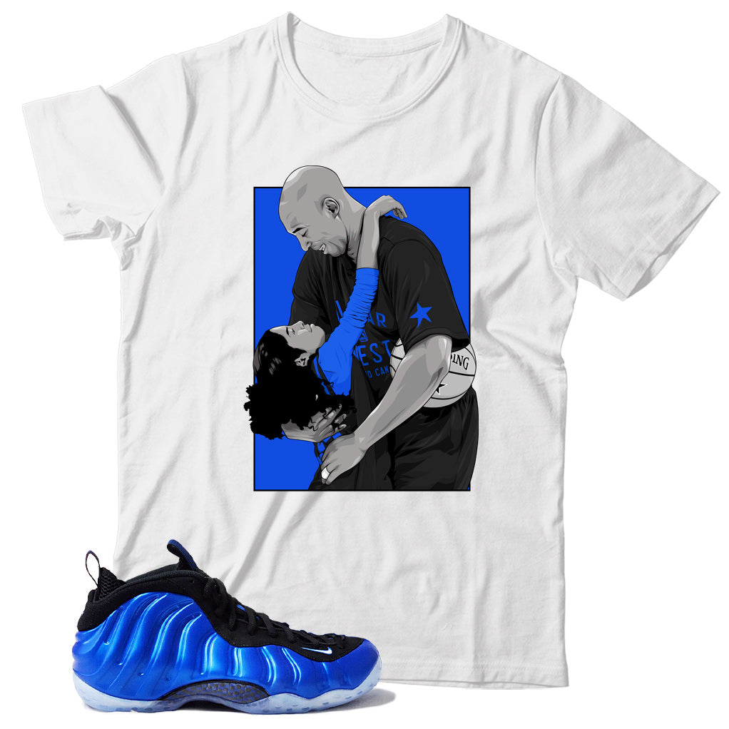 Air Foamposite One International Blue shirt