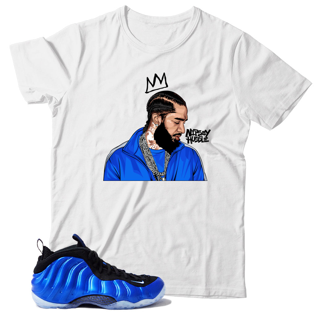 Air Foamposite One International Blue shirt