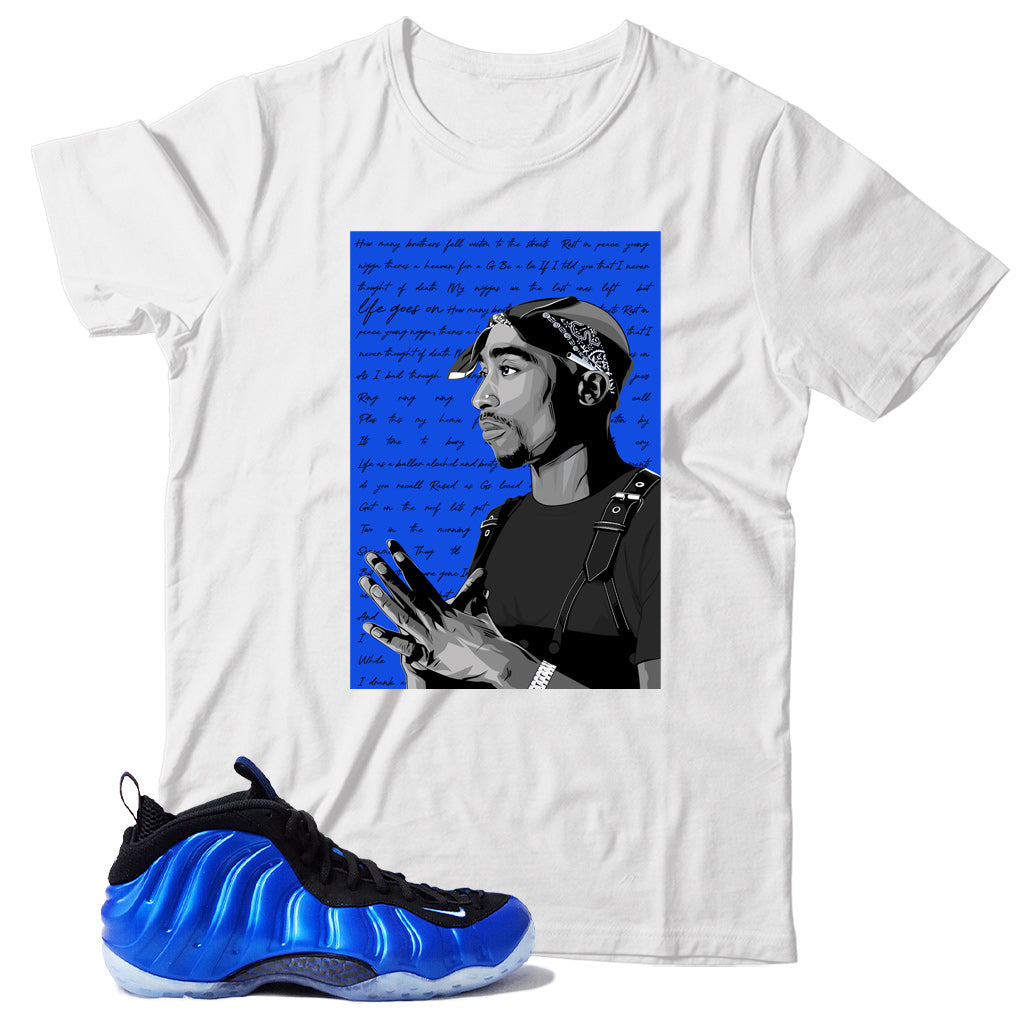 Air Foamposite One International Blue shirt