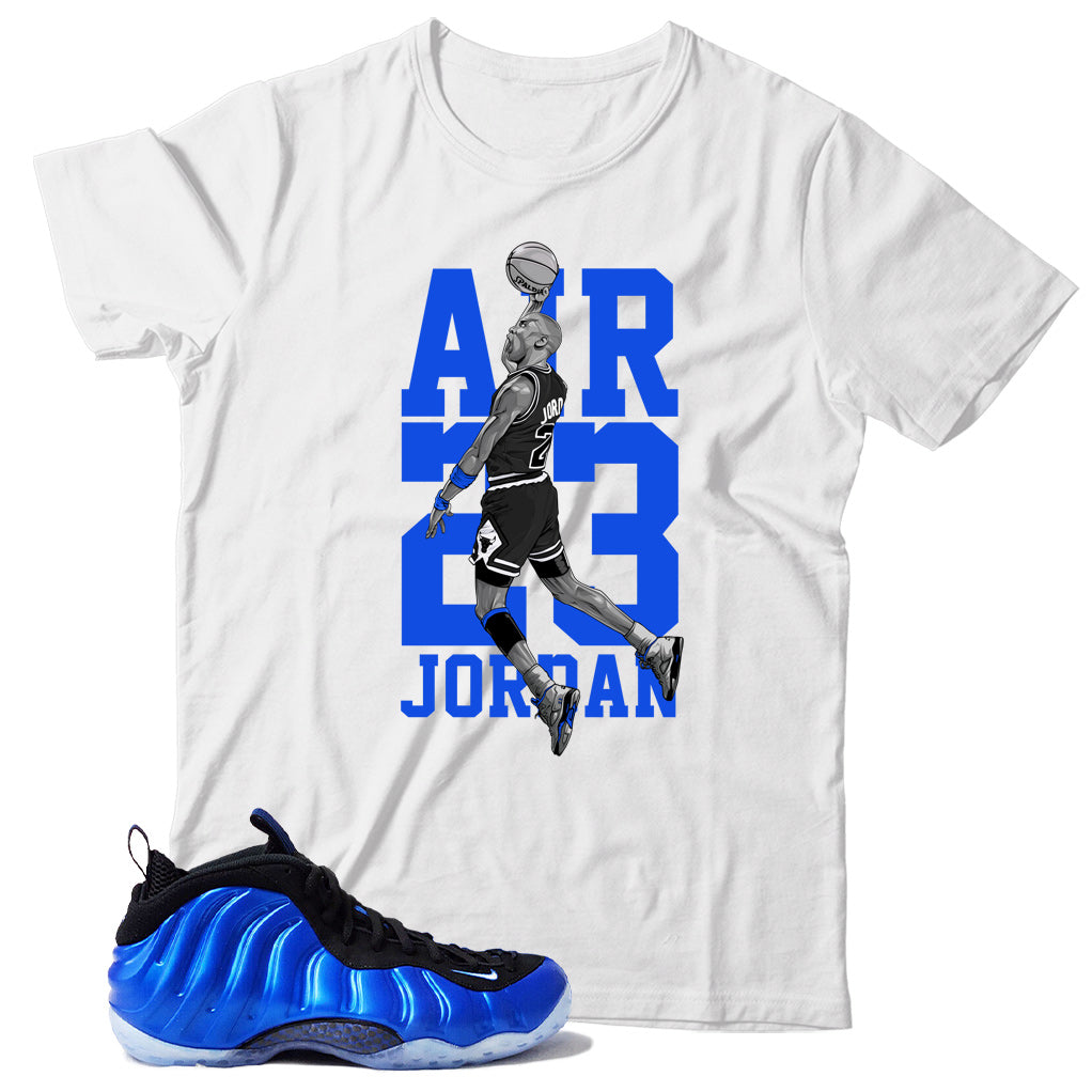Air Foamposite One International Blue shirt