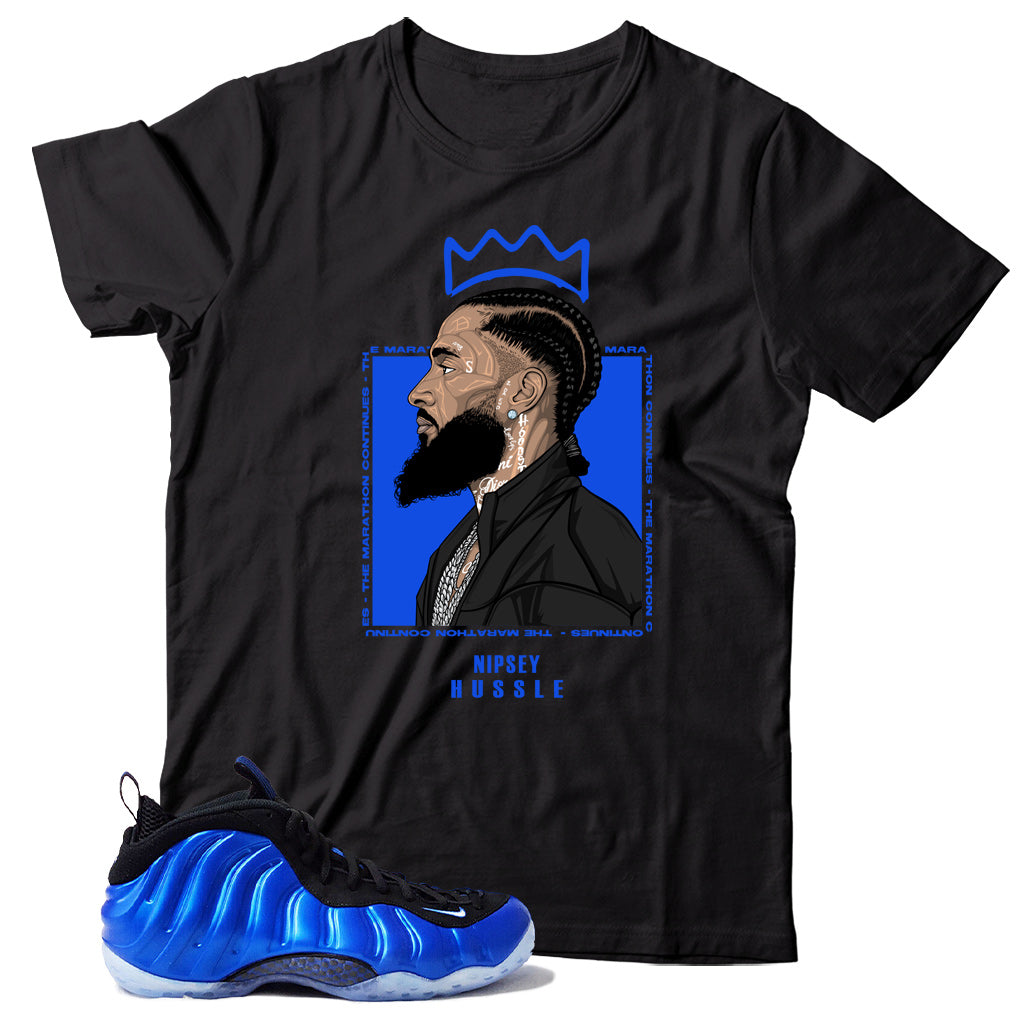 Air Foamposite One International Blue shirt