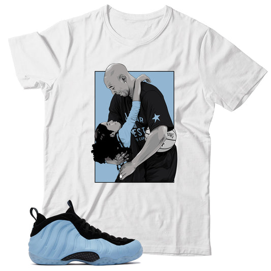 Air Foamposite Psychic Blue shirt