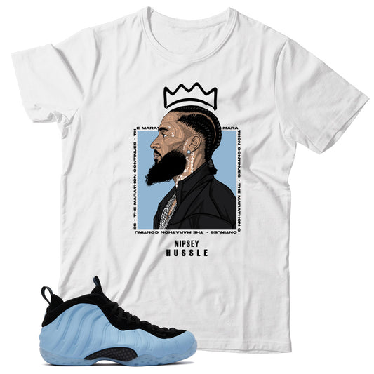 Air Foamposite Psychic Blue shirt