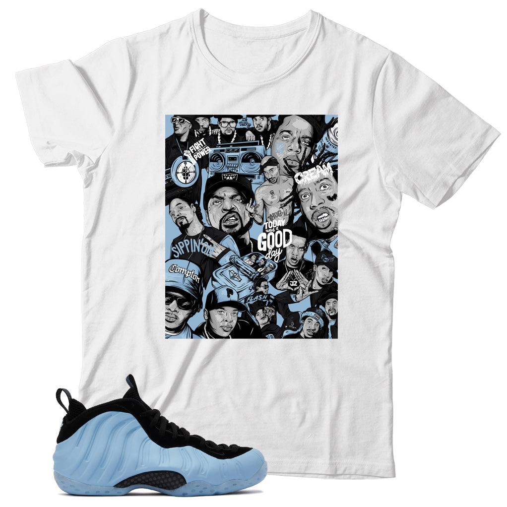 Air Foamposite Psychic Blue shirt